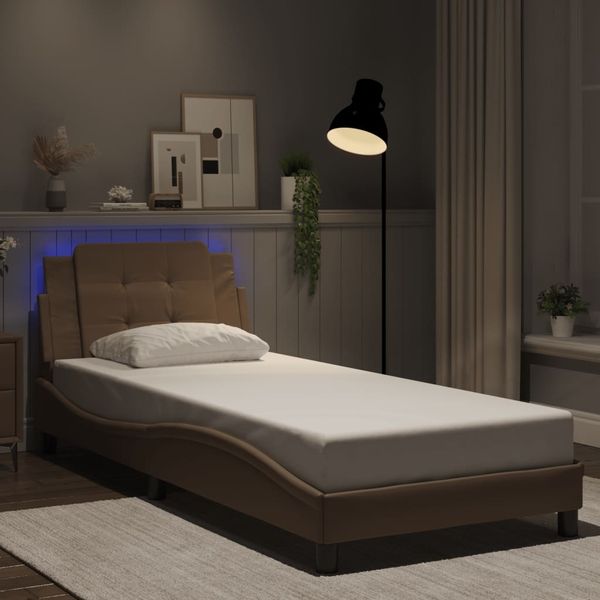 vidaXL Bettgestell mit LED ohne Matratze "Zadar" Cappuccino-Braun 100x200 cm 3214093