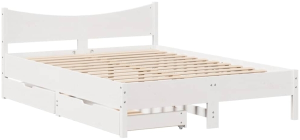 vidaXL Massivholzbett mit Schubladen Weiß 120x200 cm Kiefer 3301909