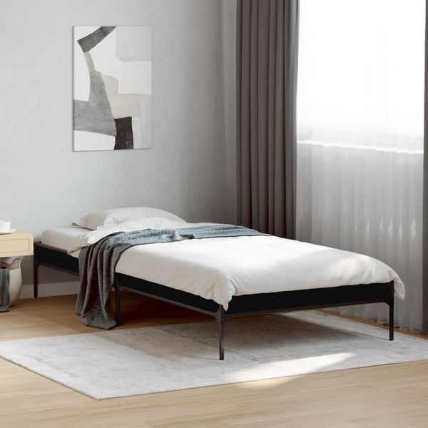 vidaXL Bettgestell Schwarz 100x200 cm Holzwerkstoff und Metall 845026
