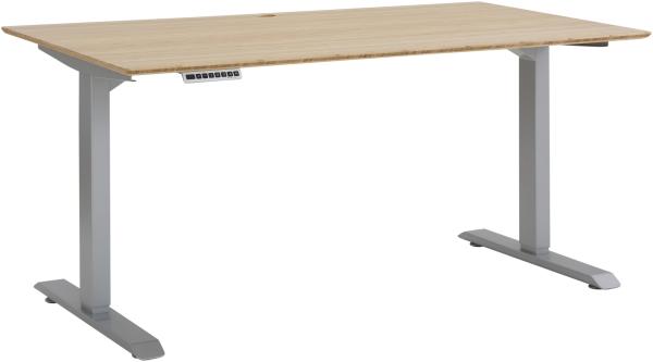 Schreibtisch >EDJUST< (BxHxT: 150 x 119 x 80 cm) in Metall platingrau - Bambus