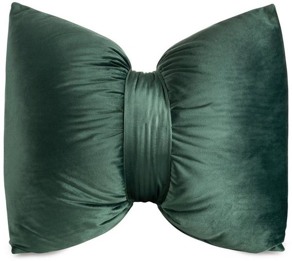 Eurofirany Dekokissen Samt-Dekokissen „Schleife“, 45x55 cm, 100 % Polyester, 200 g/m², weich & elegant