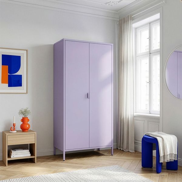 Kleiderschrank Esteli 170 x 80 x 45 cm Stahl Hellviolett [en. casa]