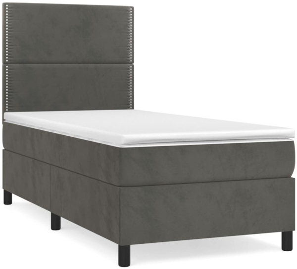 vidaXL Boxspringbett mit Matratze Dunkelgrau 90x200 cm Samt 3142942