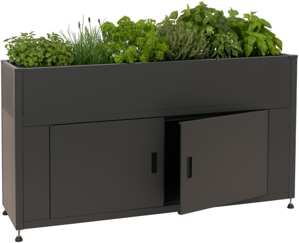 Hochbeet HWC-O85, Metallhochbeet Blumenkasten Pflanzkübel Stauraum, Metall 47kg 91x161x51cm ~ anthrazit