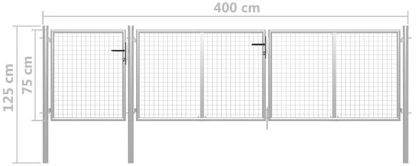 vidaXL Gartentor aus Stahl 400 x 75 cm Silber 144346 Bild 5