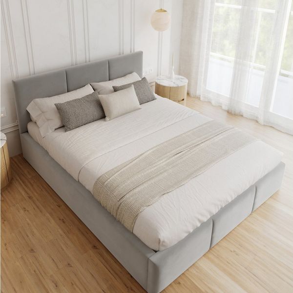 FDM Polsterbett BELORA modern mit Bettkasten MADE IN EU - mit Trinity Velours Bezug (verfügbar 90x200 120x200 140x200 160x200 180x200cm, Bettrahmen, Bett, mit großen gepolsterten Kopfteil, mit Bettkasten zum aufklappen), Hebbarer Metallrahmen, Bettkast...