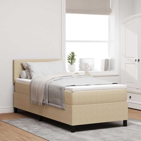 vidaXL Boxspringbett Hellgrau und Weiß 80 x 200 cm Cordstoff 3337490