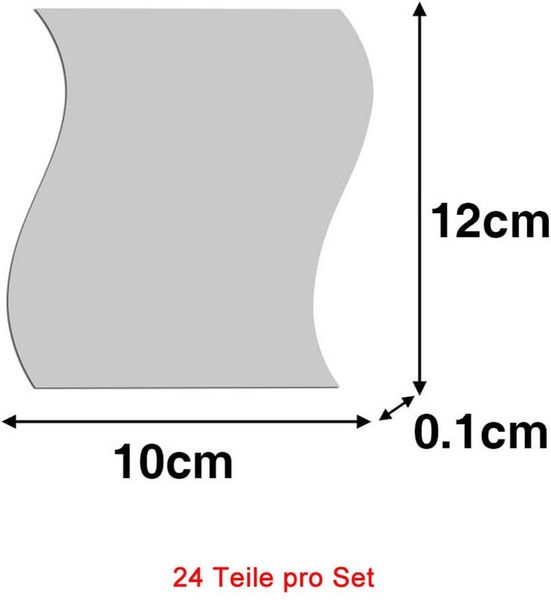 Minicloss Wandspiegel 24 Stück wellenförmige Spiegel-Wandaufkleber, DIY-Heimdekoration (24-St), aus Acryl, für Wohnzimmer, Schlafzimmer, Sofa