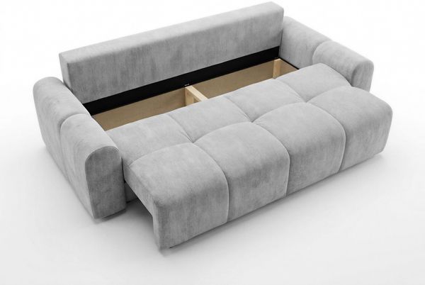 Schlafsofa Fluffy mit Schlaffunktion und Bettkasten - Bonellfederkern, Chenille-Bezug, große Liegefläche 195x145 cm, modernes Polstersofa & Bettsofa, weich & voluminös Sofa (Graphit (Vibe 95)) Bild 4