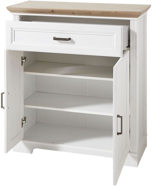 Garderobe Set JASMIN 4-tlg Paneel Spiegel Schuhkommode Landhausstil Pinie weiß Bild 5