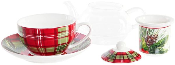 DKD Home Decor Teekanne der Marke, Mehrfarbig, aus Glas und Porzellan (32 x 46 x 28 cm)