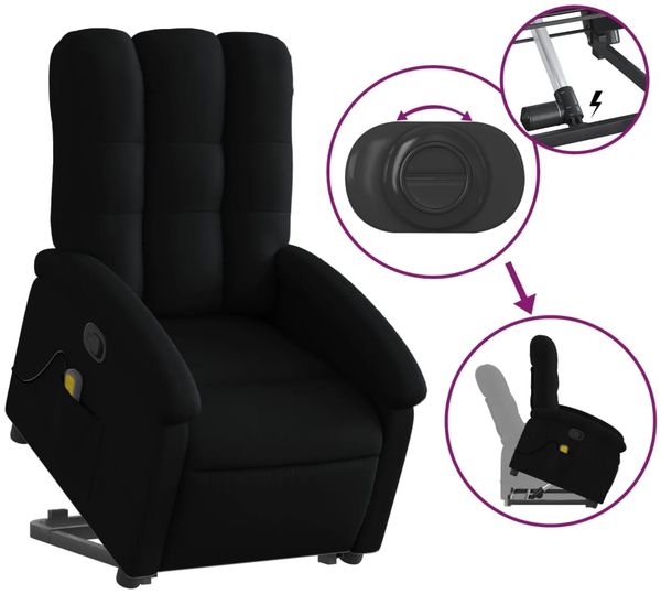 vidaXL Massagesessel mit Aufstehhilfe Schwarz Stoff 3204106 Bild 5