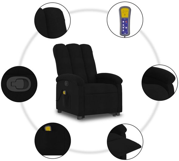 vidaXL Massagesessel mit Aufstehhilfe Schwarz Stoff 3204106 Bild 7