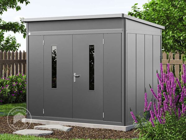 GFP Primeyard Gerätehaus Metall Gartenhaus 263x180x231 cm Geräteschuppen Pultdach anthrazit