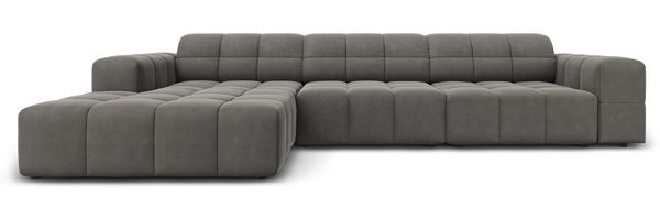Micadoni Ecksofa Jennifer 4-Sitzer Links Samt Hellgrau