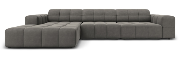 Micadoni Ecksofa Jennifer 4-Sitzer Links Samt Hellgrau
