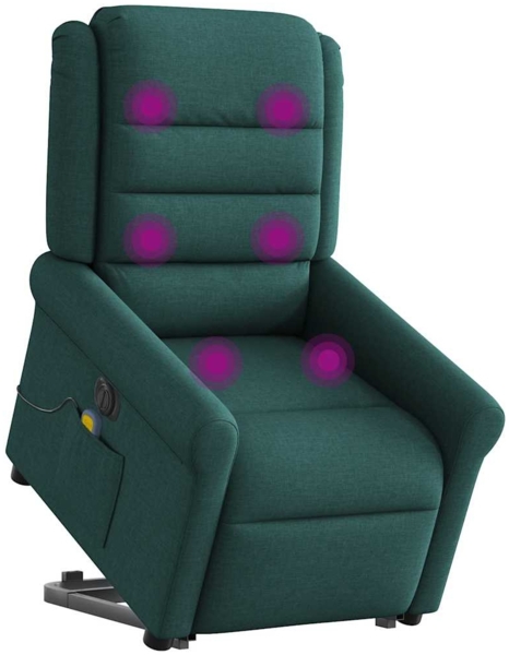 vidaXL Elektrischer Massagesessel mit Aufstehhilfe Dunkelgrün Stoff 3303350