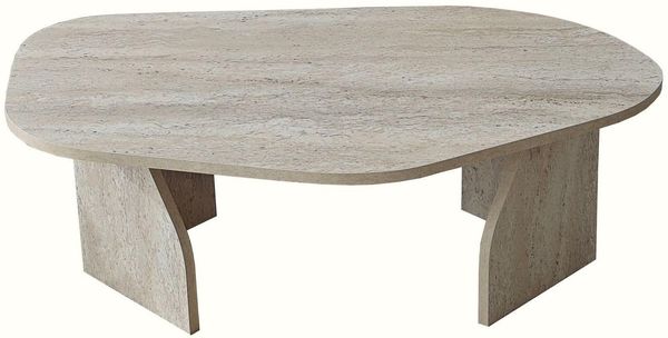 Stilvoller Couchtisch, 100 x 60 x 35 cm | 100% melaminbeschichtete Spanplatte, PVC-Kantenband | Farben: Travertin & Rauch