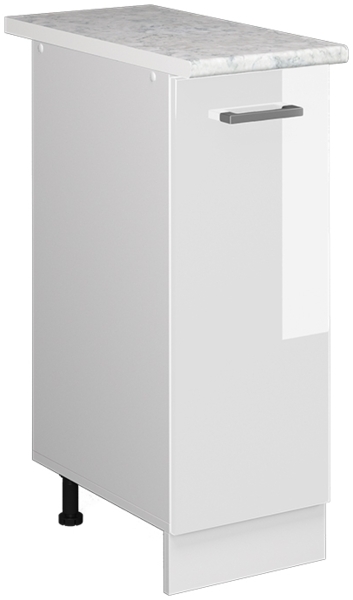 Unterschrank R-Line Weiß Hochglanz 30 cm mit Tür, mit Arbeitsplatte Vicco