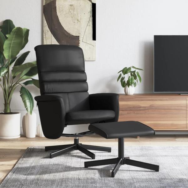 vidaXL Relaxsessel mit Fußhocker Schwarz Kunstleder 356708