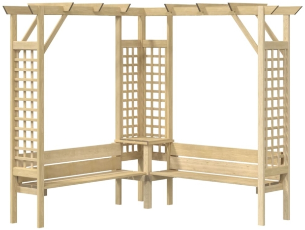 vidaXL Eck-Pergola mit Bank Kiefernholz Imprägniert 44950