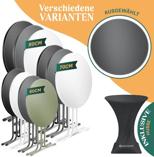 KESSER® Gastro Stehtisch klappbar - Gastronomie Bistrotisch rund - Wetterbeständiger Klapptisch Gartentisch - Runder Partytisch - Hitzebeständig - Stabil und sicher Anthrazit, Ø 70 cm, 2er Set Bild 7
