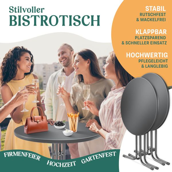 KESSER® Gastro Stehtisch klappbar - Gastronomie Bistrotisch rund - Wetterbeständiger Klapptisch Gartentisch - Runder Partytisch - Hitzebeständig - Stabil und sicher Anthrazit, Ø 70 cm, 2er Set Bild 2