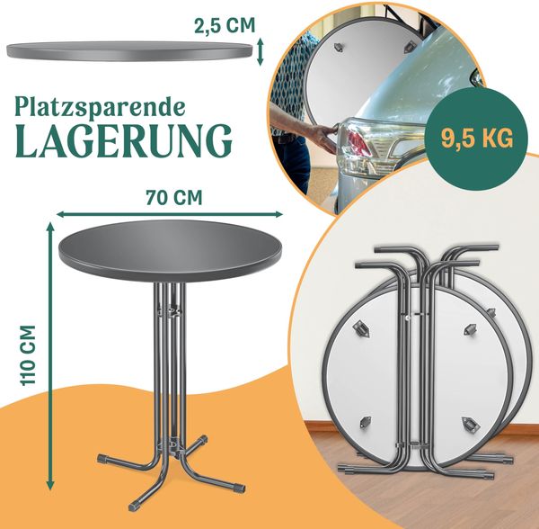 KESSER® Gastro Stehtisch klappbar - Gastronomie Bistrotisch rund - Wetterbeständiger Klapptisch Gartentisch - Runder Partytisch - Hitzebeständig - Stabil und sicher Anthrazit, Ø 70 cm, 2er Set Bild 6