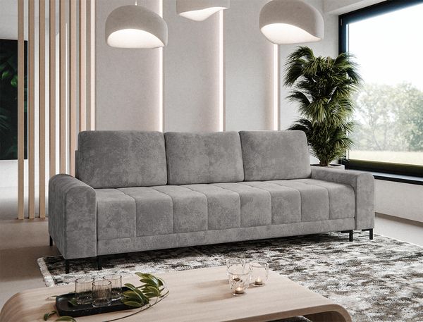 AX LIVING 3 sitziges Sofa Carrari Sofa Grau mit Schlaffunktion 238 cm