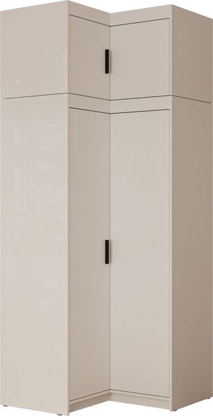 Eckkleiderschrank Elena 2D (Farbe: Sandbeige, mit Schrankaufsatz)