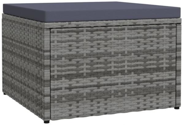 vidaXL Outdoor-Fußhocker mit Kissen Grau Polyrattan 310488