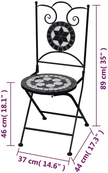 vidaXL Bistrostühle Klappbar 2 Stk. Keramik Schwarz und Weiß 41533 Bild 7