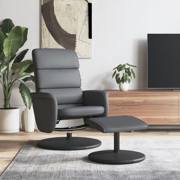vidaXL Relaxsessel mit Fußhocker Grau Kunstleder 356723
