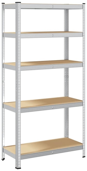 vidaXL Lagerregal mit 5 Böden Silbern Stahl & Holzwerkstoff 4016947