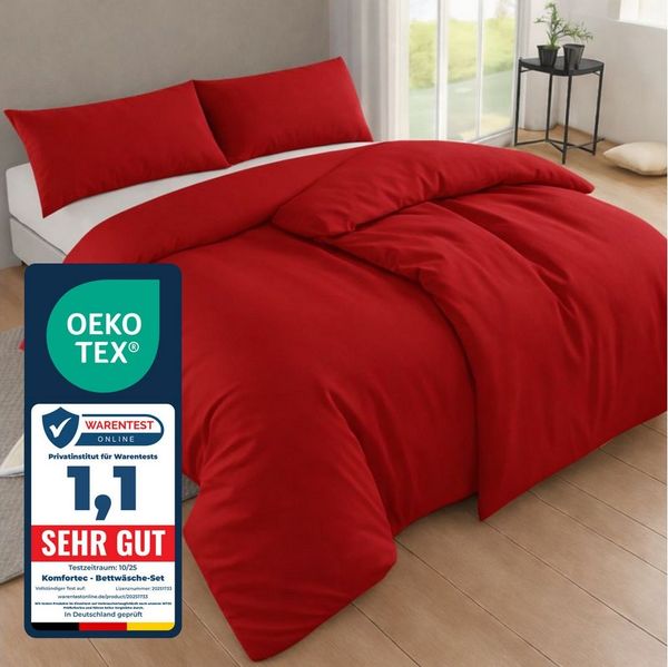 Komfortec Bettwäsche Premium, 135x200 bis 220x240 cm, 6 verschiedene Größen zur Auswahl, gebürstet 100% Mikrofaser, 4 teilig, Superweiches Bettwäsche-Set, Knitterfrei, Atmungsaktiv