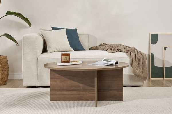 Elegant Walnut Coffee Table, 90 x 90 x 40 cm | 100% Melamine Coated Particle Board, 18 mm Thick | Stylish & Functional for Modern Living Spaces