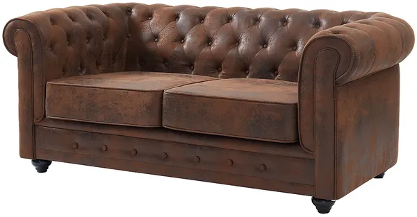 Vente-unique - Sofa 3-Sitzer - Microfaser - Vintage-Look - CHESTERFIELD