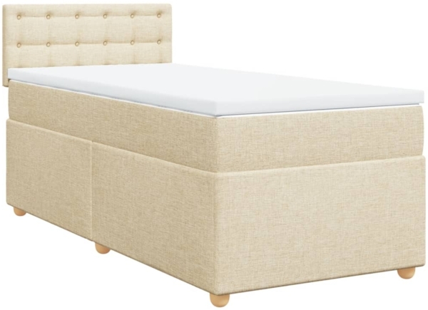 vidaXL Boxspringbett mit Matratze Creme 100x200 cm Stoff 3288910 Bild 2