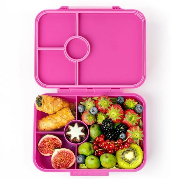 LEKKABOX Lunchbox Bentobox Brotdose, 4 Fächer - Kinder Vesperdose Brotbüchse Brotbox, Für feuchte Lebensmittel auslaufsicher, inkl. extra Trenner