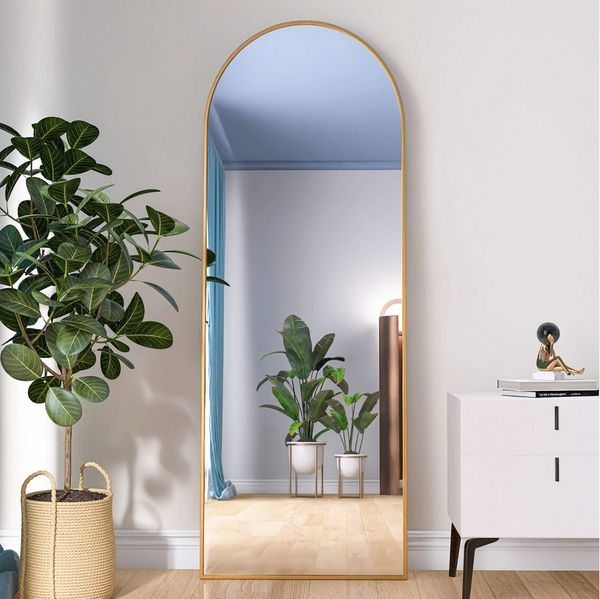 Gdood Spiegel Groß Rahmen Rundbogen Ganzkörperspiegel Dekospiegel Garderobenspiegel (1-St), Dekorativer Runder Wandspiegel – Modern für Bad & Schlafzimmer
