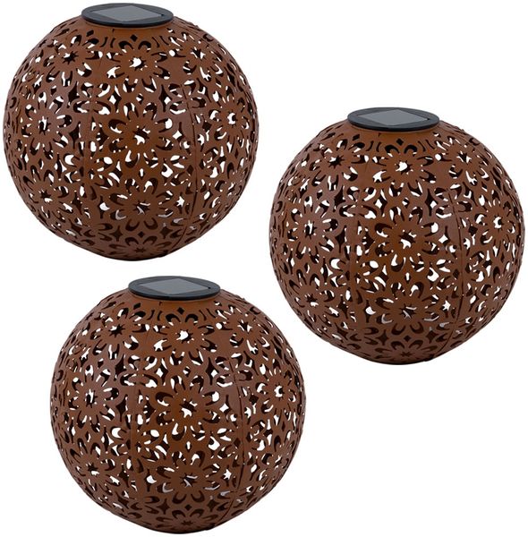 3x LED Solarleuchte, Dekorgeflecht-Kugel, D 20 cm