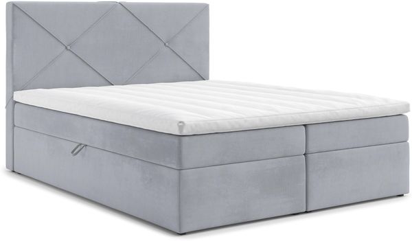 AX LIVING Boxspringbett 200x200 Bratton Hellgrau mit Bettkasten Topper Bild 2