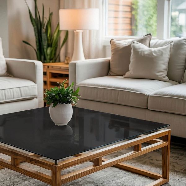 Tulup Tischplatte Glasplatte für Couchtisch Glatte schwarze Farbe Couchtisch Glasplatte