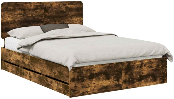 vidaXL Bettrahmen Geräucherte Eiche 160 x 200 cm Ingenieurs Holz 3412578