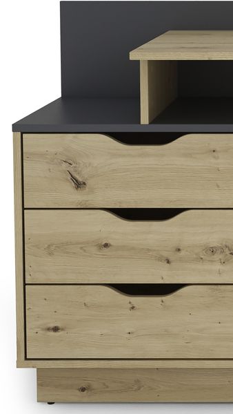 byLIVING Schreibtisch BELFAST / Rechts oder Links montierbar / 3 Schubkästen / Artisan Eiche - Anthrazit / Bürotisch / Schreibtisch / B 138, H 83,5, T 51,5 cm Bild 4