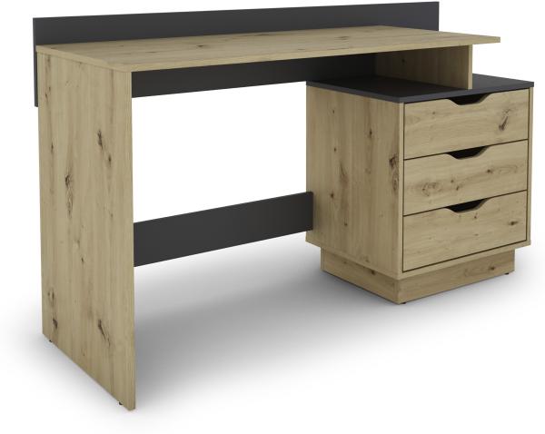 byLIVING Schreibtisch BELFAST / Rechts oder Links montierbar / 3 Schubkästen / Artisan Eiche - Anthrazit / Bürotisch / Schreibtisch / B 138, H 83,5, T 51,5 cm