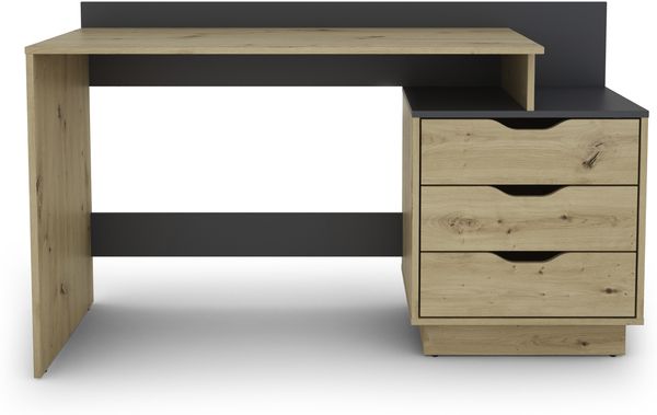 byLIVING Schreibtisch BELFAST / Rechts oder Links montierbar / 3 Schubkästen / Artisan Eiche - Anthrazit / Bürotisch / Schreibtisch / B 138, H 83,5, T 51,5 cm Bild 3