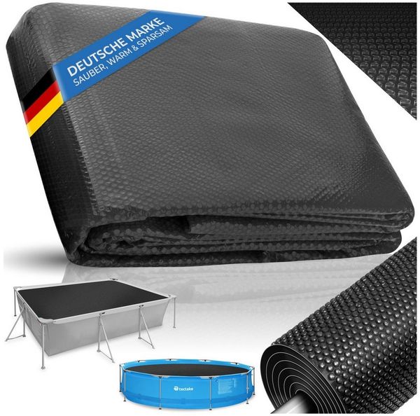 tectake Pool-Abdeckplane Solorientalischdeckung - leichte, zuschneidbare Schutzfolie (Poolabdeckung, in schwarz), Effiziente Wassererwärmung durch Solarfolie