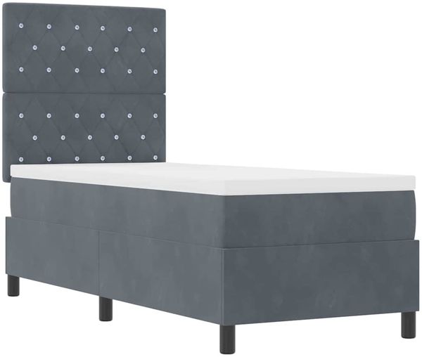 vidaXL Boxspringbett mit Matratze Dunkelgrau 80 x 200 cm Samt 3339729 Bild 5