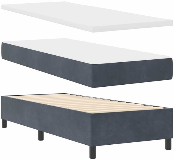 vidaXL Boxspringbett mit Matratze Dunkelgrau 80 x 200 cm Samt 3339729 Bild 6